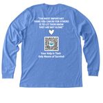 Wael Rouk, a Heather Columbia Blue Premium Long Sleeve Tee (back-view)