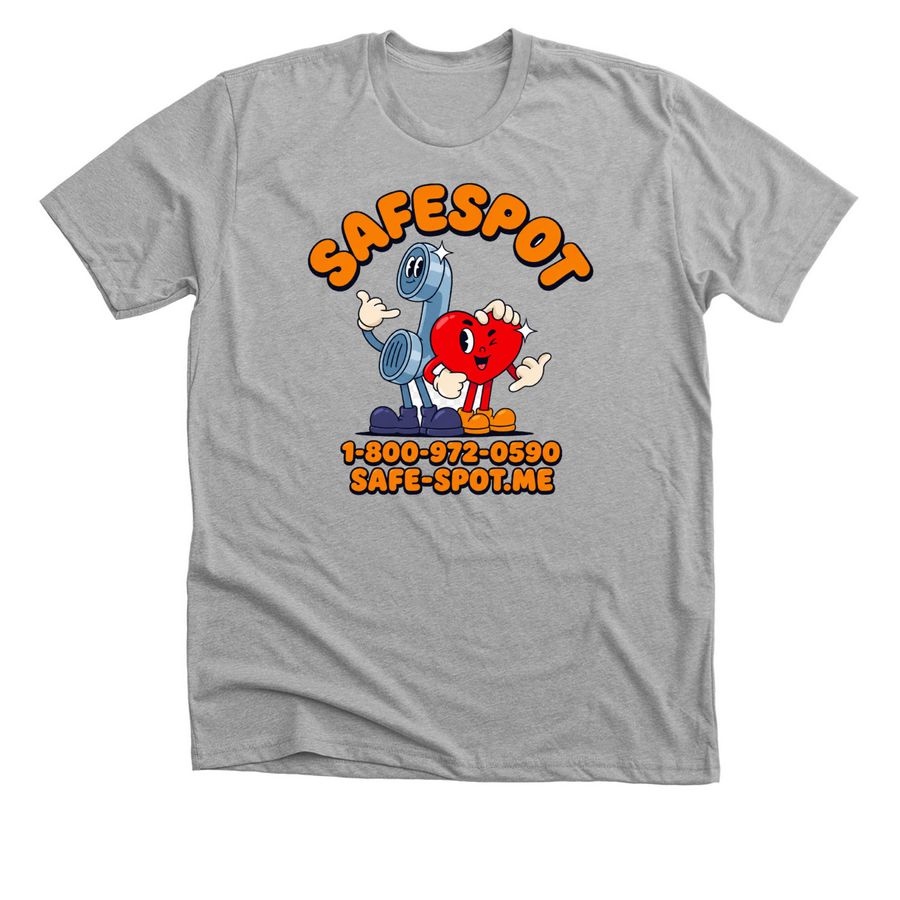 SafeSpot Overdose Hotline - Mascots, a Athletic Heather Premium Unisex Tee