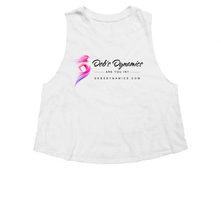 Deb's Dynamics, a Solid White Blend Women's Cropped Racerback Tank