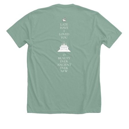 O Beauty Shirt (Drk), a Heather Dusty Blue Premium Unisex Tee (back-view)