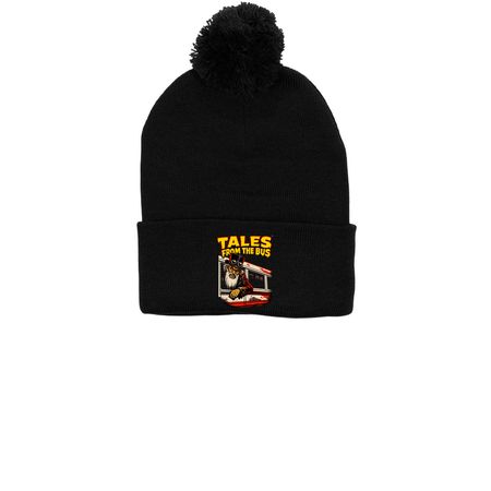 Huntington Haunted Forest #5, a Black Printed Pom-Pom Beanie