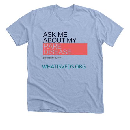 Ask Me, a Heather Baby Blue Premium Unisex Tee