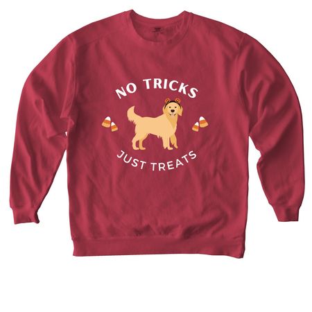 No tricks, just treats, a Crimson Comfort Colors Crewneck Sweatshirt