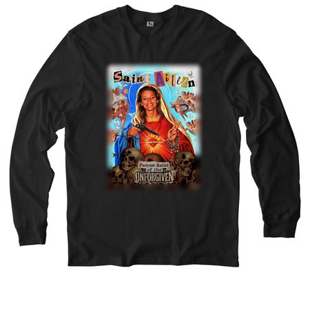 Saint Aileen Front Print Shirts, a Deep Black Allmade Organic Cotton Long Sleeve Tee