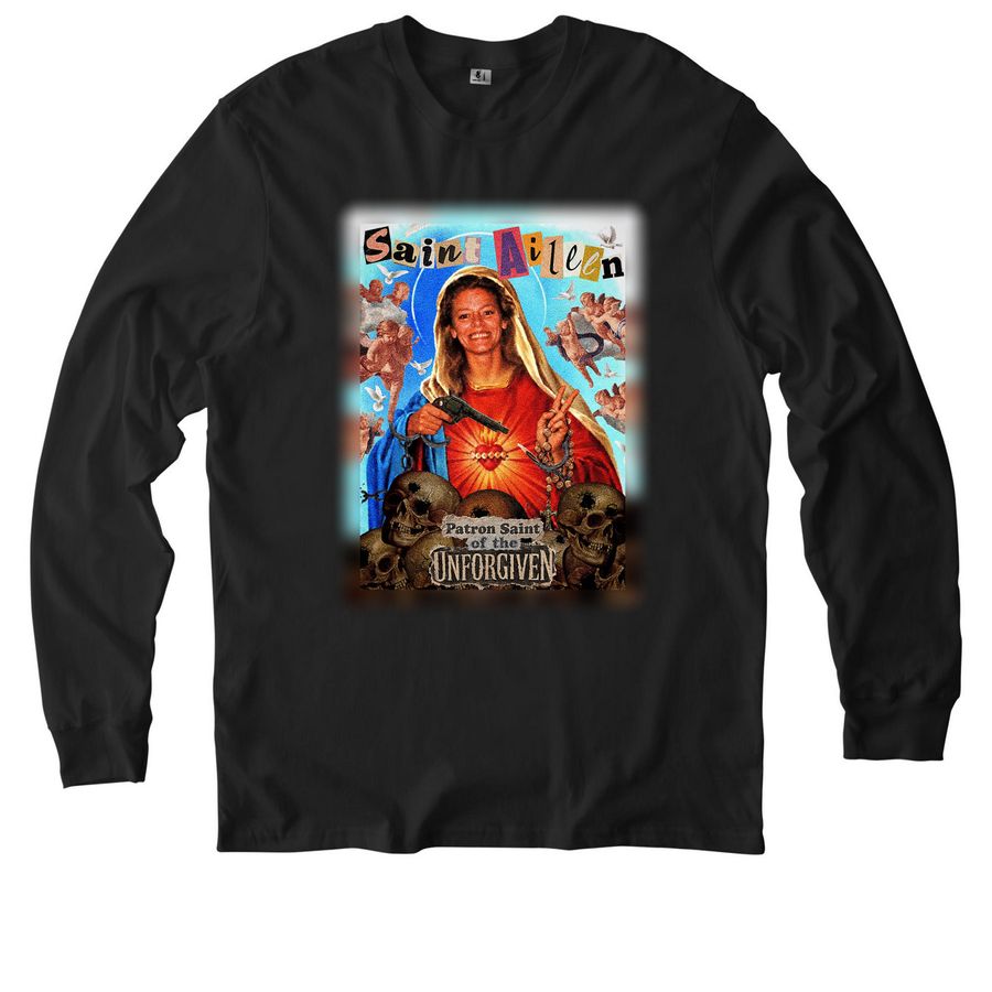 Saint Aileen Front Print Shirts, a Deep Black Allmade Organic Cotton Long Sleeve Tee