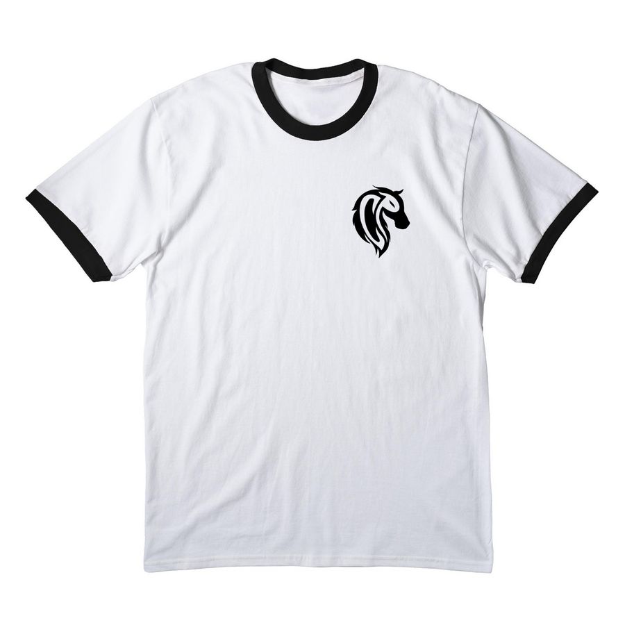"Pony, Ride it!" Shirt, a White/ Jet Black Cotton Ringer Tee