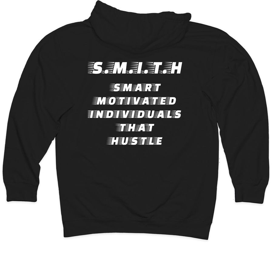 S.M.I.T.H, a Black Midweight Pullover Hoodie (back-view)