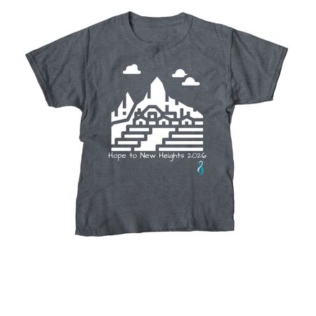 HOPE TO NEW HEIGHTS MACHU PICCHU, a Dark Heather Youth Unisex Tee