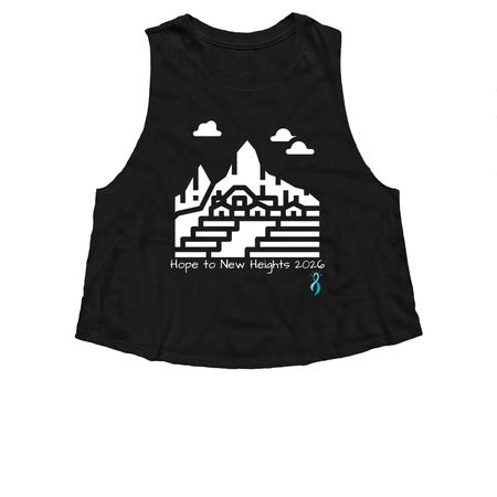 HOPE TO NEW HEIGHTS MACHU PICCHU, a Solid Black Blend Women?s Cropped Racerback Tank
