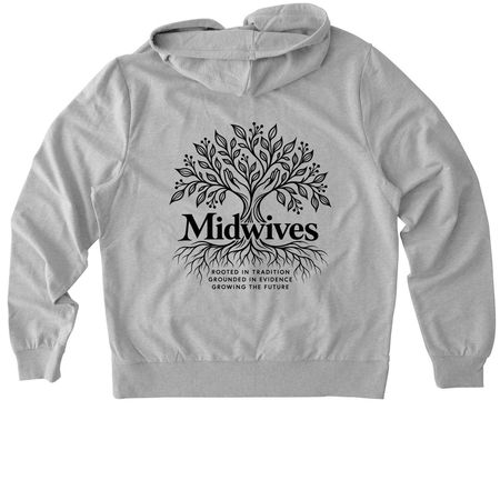 Midwives Tree 2026-Zip Ups, a Granite Grey Heather Allmade Organic French Terry Zip Up Hoodie (back-view)