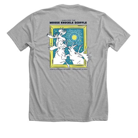 Moose Knuckle Scuffle&nbsp;, a Athletic Heather Premium Unisex Tee (back-view)