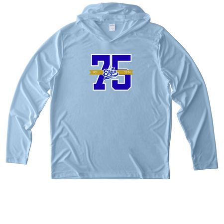 75th Anniversary Performance, a Light Blue UV Performance Long Sleeve Hoodie
