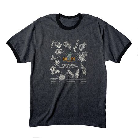Defending native plants (light image), a Dark Heather Grey/ Jet Black Cotton Ringer Tee