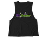 Mr. Grouchy, a Deep Black Allmade Eco Triblend Women?s Muscle Tank (back-view)