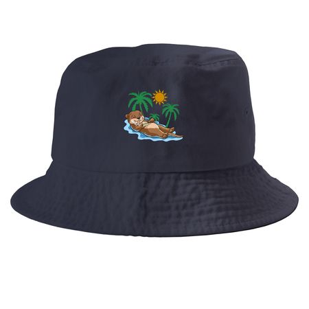 OTTER HAT, a Navy Printed Bucket Hat