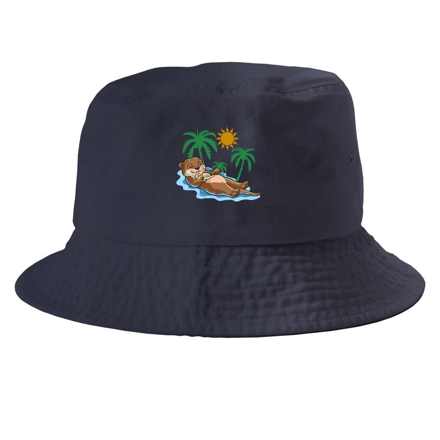 OTTER HAT, a Navy Printed Bucket Hat