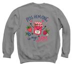 Peds Hem/Onc is my JAM, a Charcoal Crewneck Sweatshirt (back-view)