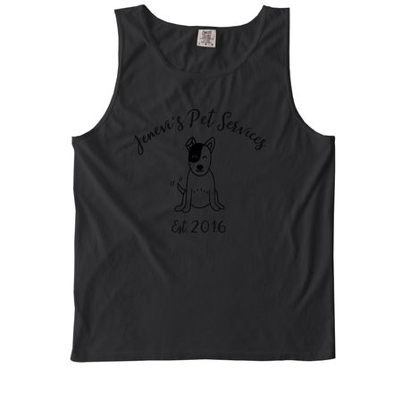 Jenevi's Pet Services Merch 1, a Black Comfort Colors Tank Top