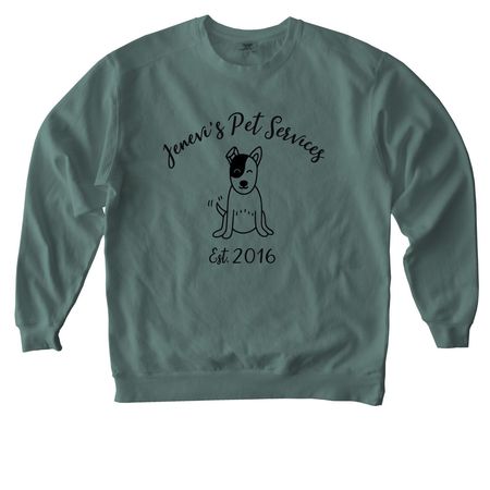 Jenevi's Pet Services Merch 1, a Blue Spruce Comfort Colors Crewneck Sweatshirt