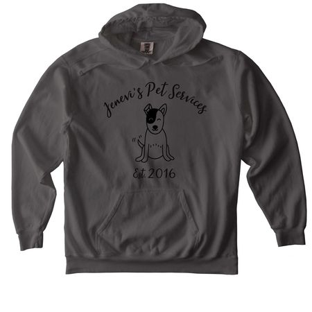Jenevi's Pet Services Merch 1, a Pepper Comfort Colors Pullover Hoodie