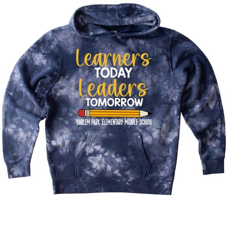 Learners Today, Leaders Tomorrow, a Navy Youth Tie Dye Pullover Hoodie