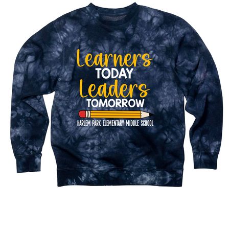 Learners Today, Leaders Tomorrow, a Navy Tie Dye Crewneck Sweatshirt