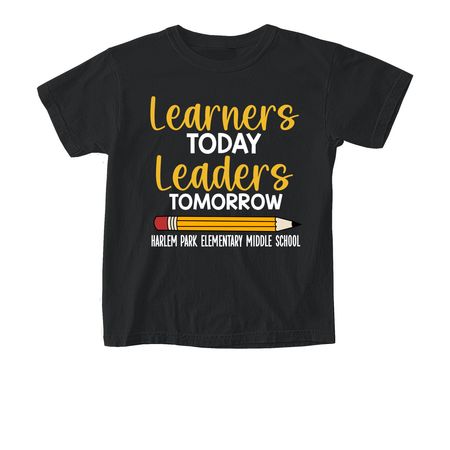 Learners Today, Leaders Tomorrow, a Black Comfort Colors Youth Tee
