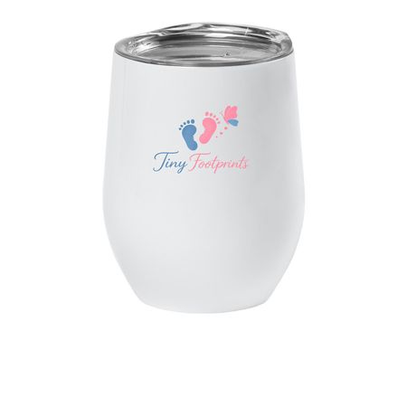 Tiny Footprints Wine Tumbler, a White Insulated Wine Cup