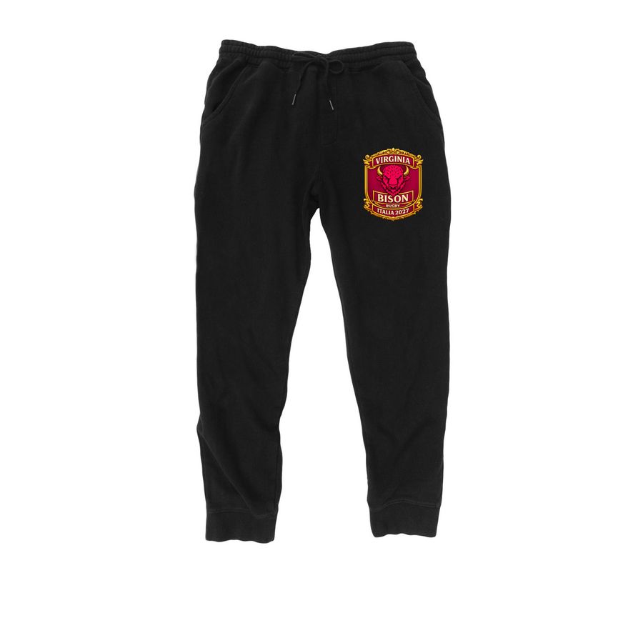 Italy Bison Pants, a Black Midweight Fleece Joggers