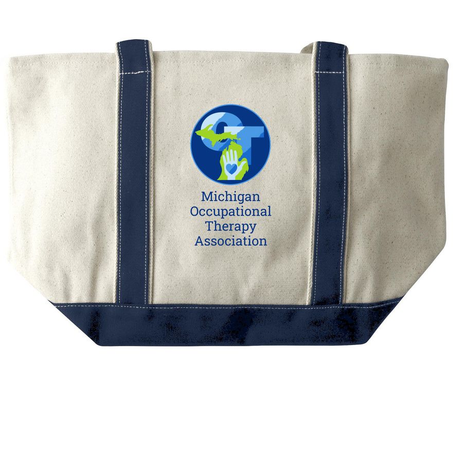 MiOTA Tote Bags, a Natural/Navy Large Two-Tone Canvas Tote Bag