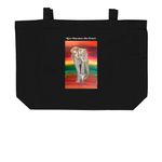 Never Forget, a Black Large Organic Cotton Tote Bag (back-view)