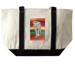 Never Forget, a Natural/Black Large Two-Tone Canvas Tote Bag (back-view)