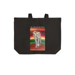 Never Forget, a Deep Black Cotton Canvas Tote Bag (back-view)