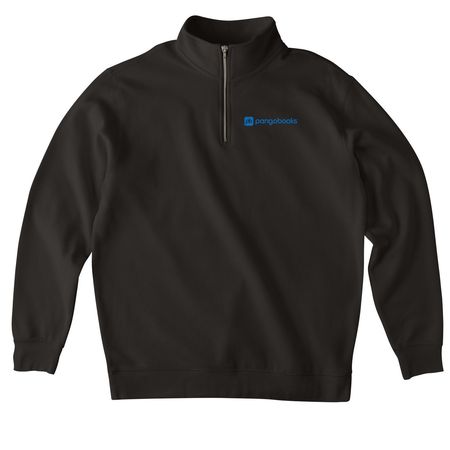 Sustainable Reading Book Club (back design), a Black Midweight Quarter Zip Pullover