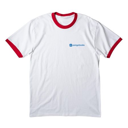 Sustainable Reading Book Club (back design), a White/ Red Cotton Ringer Tee