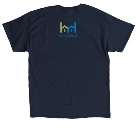 Hope Healing Justice, a Navy Classic Unisex Tee (back-view)