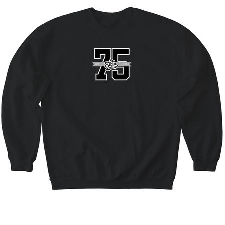 75th Anniversary Black, a Black Softstyle Crewneck Sweatshirt
