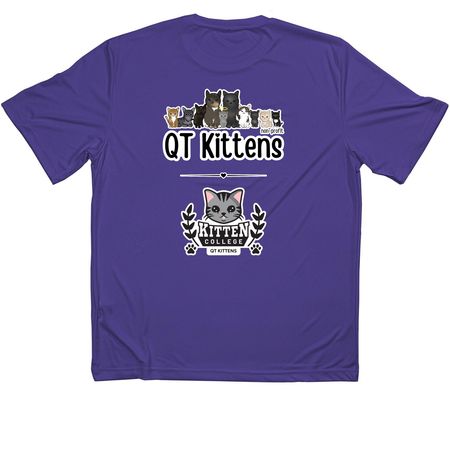 Buy an Athletic Top = QT Kitten College Funds, a Purple Classic Performance Tee (back-view)