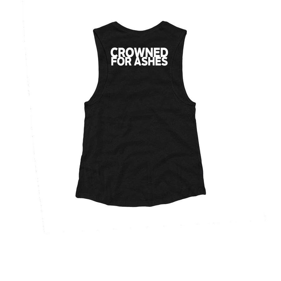 Foundation Verse - Isaiah 61:3, a Black Women's Muscle Tank (back-view)