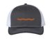 Snapback Trucker Hat, a Charcoal/ White Printed Snapback Trucker Cap
