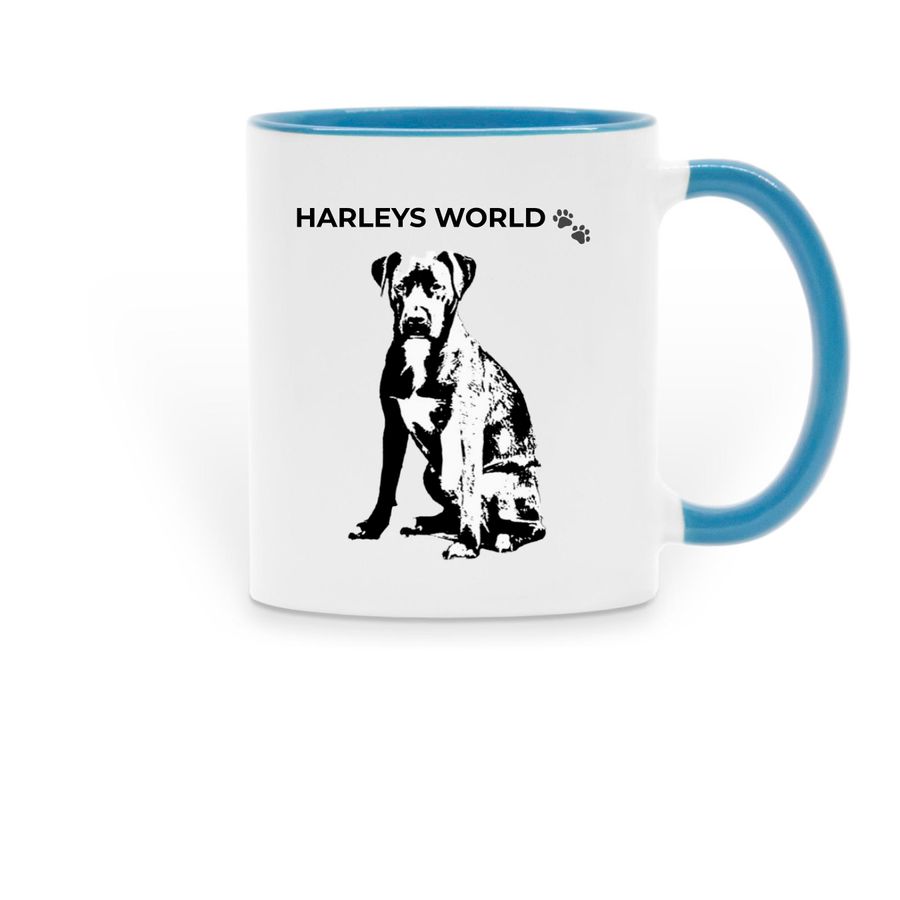 HAVE A CUP WITH HARLEY, a Light Blue Two-Tone Ceramic Mug