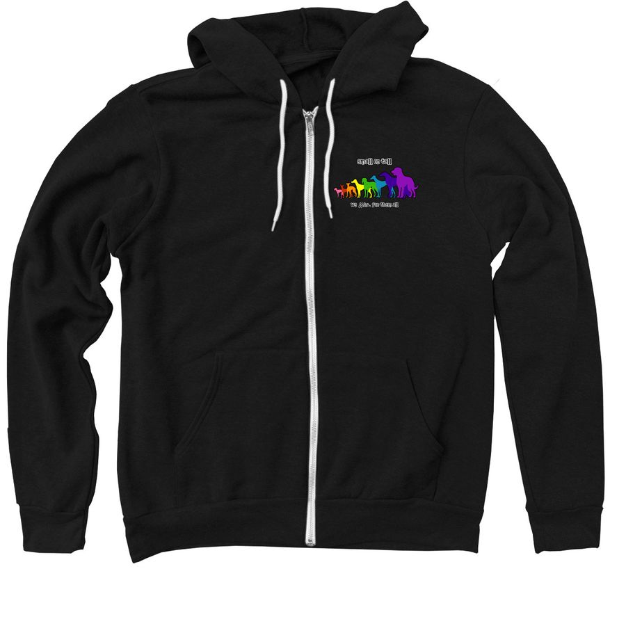 Small or Tall Sighthounds Zip-Up, a Black Zip Up Hoodie