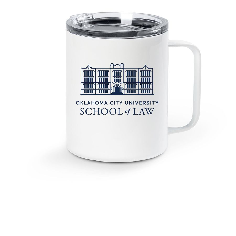 OCU Law Travel Mug, a White Stainless Steel Travel Mug