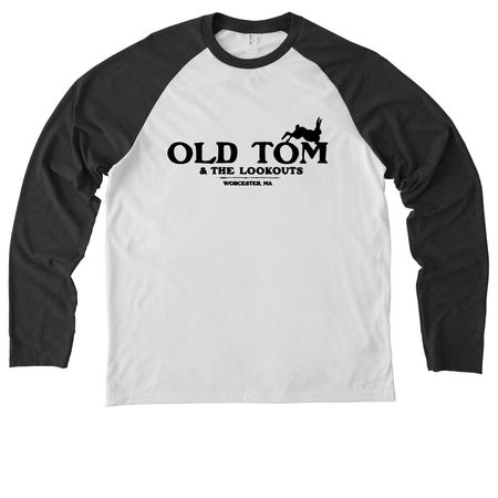 Old Tom & the Lookouts LOGO&nbsp;, a Space Black/ Bright White Allmade Eco Triblend Colorblock Raglan Long Sleeve Tee