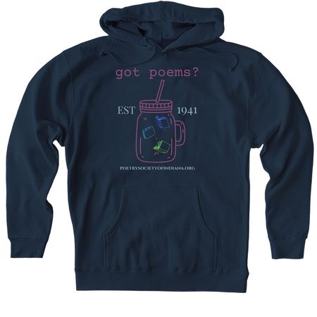 PSI Got Poems CUP DarkColors, a Navy Heavyweight Pullover Hoodie