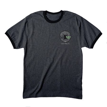 The Spirit Tree Inc - Fox, a Dark Heather Grey/ Jet Black Cotton Ringer Tee