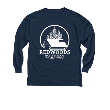 Redwoods Logo, a Navy Youth Long Sleeve Tee
