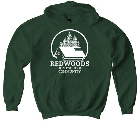 Redwoods Logo, a Forest Green Youth Pullover Hoodie