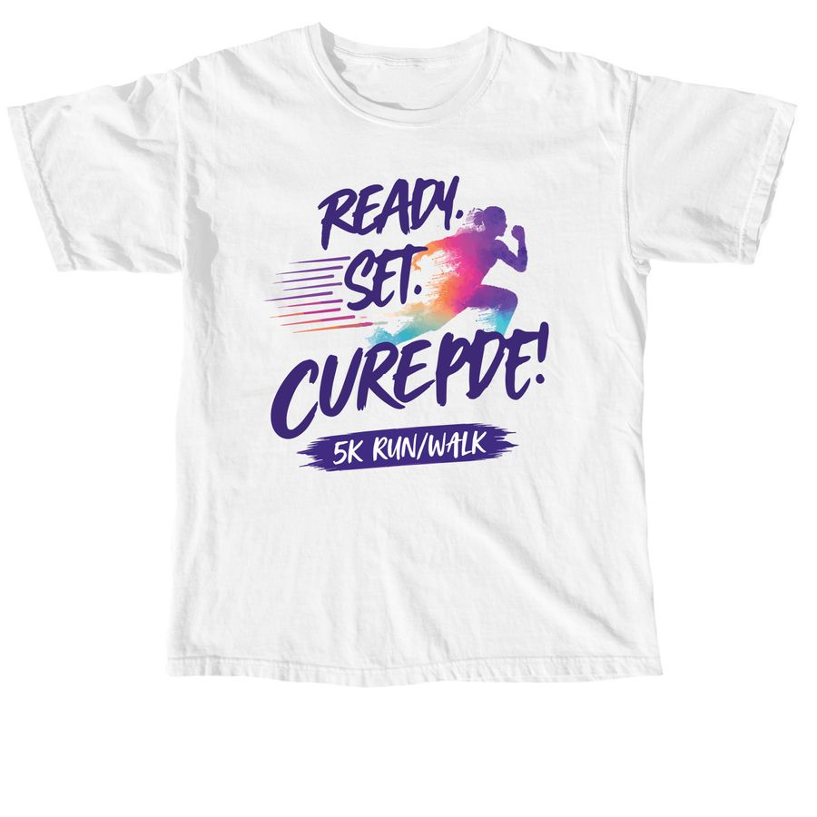 Racing Towards a Cure: Virtual 5k Tshirt, a White Comfort Colors Unisex Tee