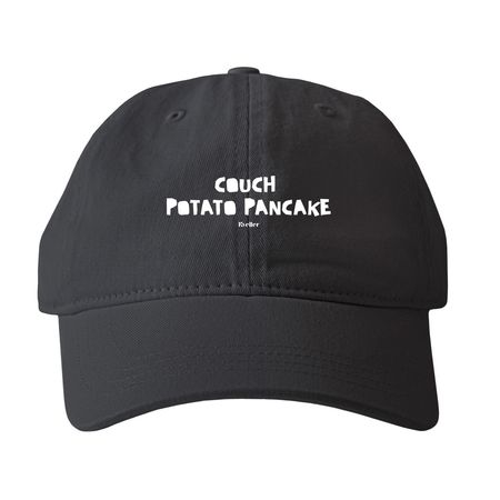Couch Potato Pancake Hat, a Black Printed Pigment Dye Baseball Cap